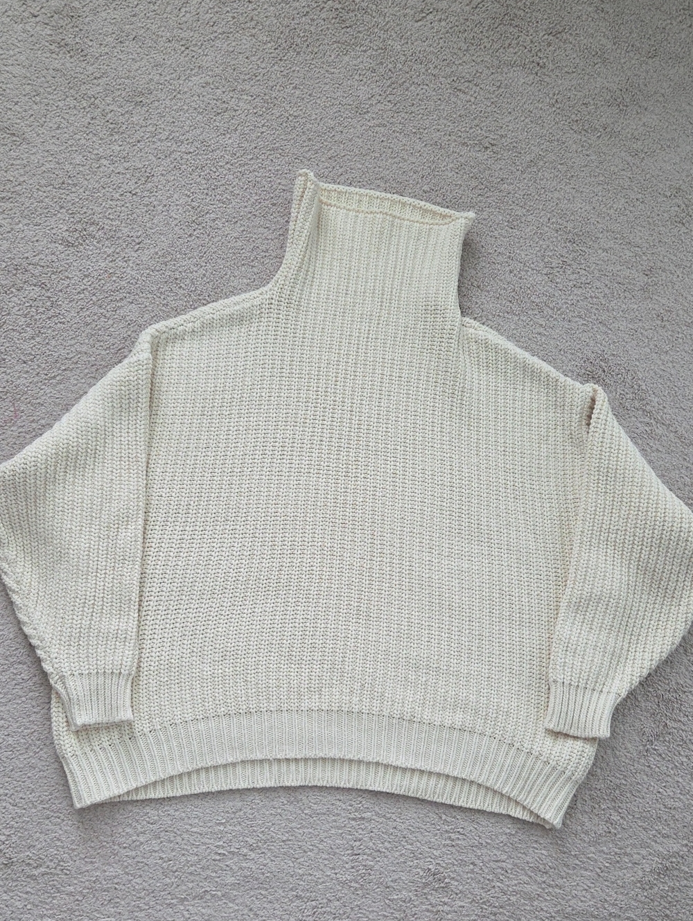 Free People Cream Turtleneck Knit Sweater